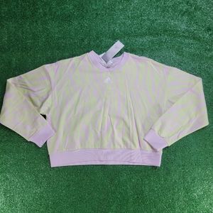 Adidas Women's Tiger Striped Sweatshirt Size Medium Yellow Pink 100% Cotton New